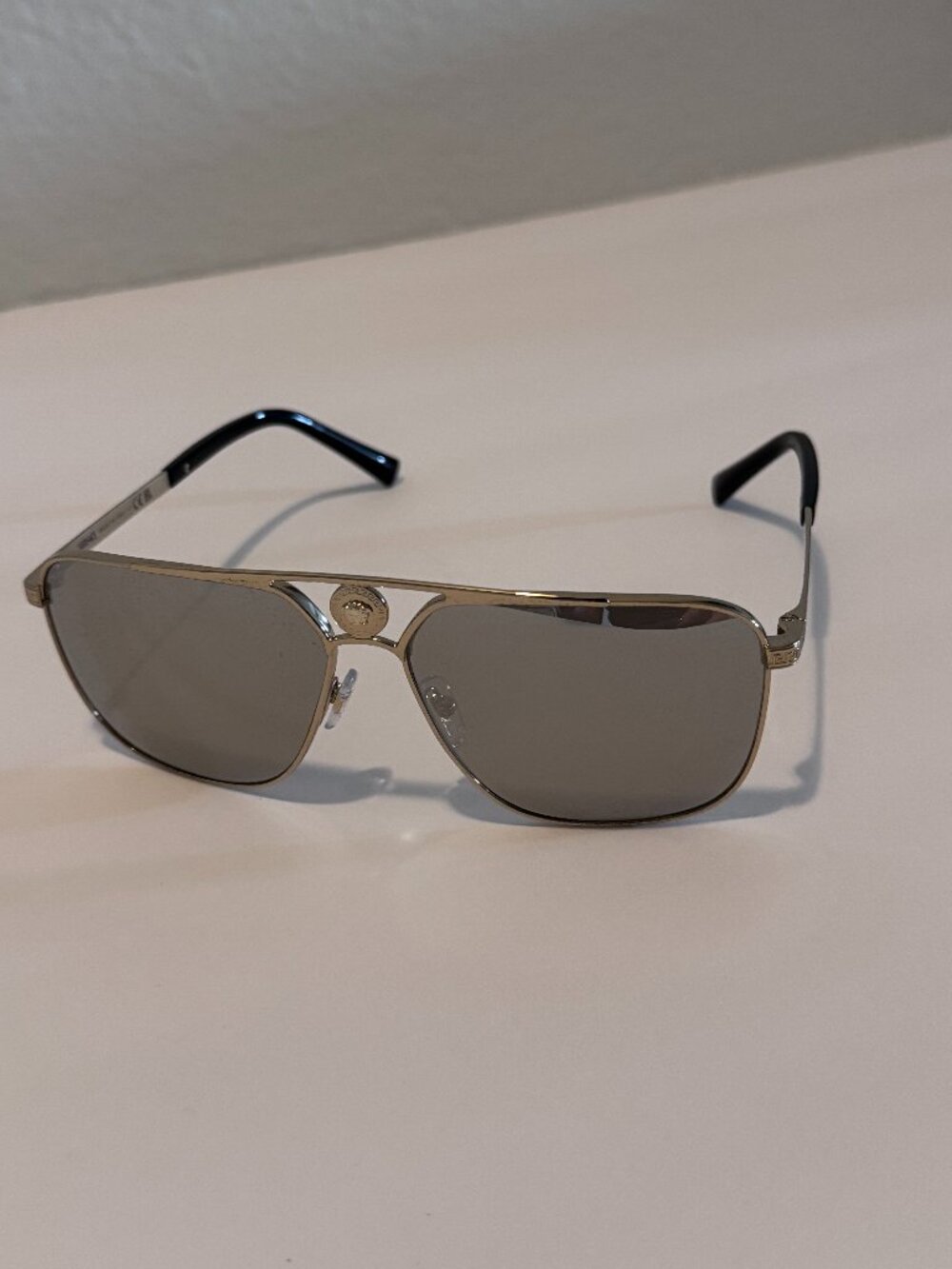 Versace VE2238 1252/6G Gold Silver Sunglasses New Authentic